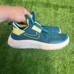 Nike Boys Flex Plus CW7415-300 Blue Green Slip On Running Shoes Sneakers Size 6Y